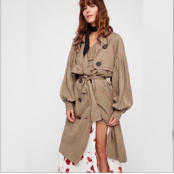 Free People Balloon Sleeve Trench Coat - Picture 3 of 6